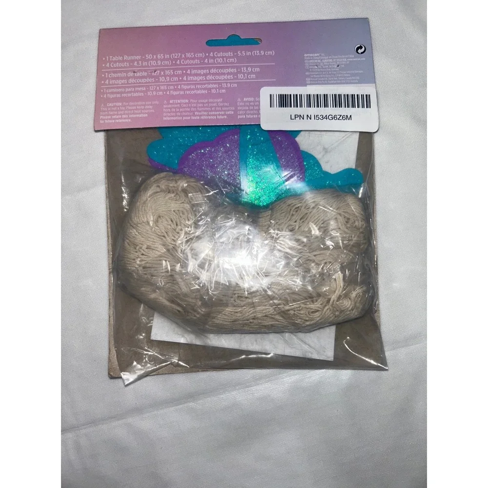 Amscan Under the Sea Mermaid Table Decoration Kit Fishnet Runner Glitter Cutouts
